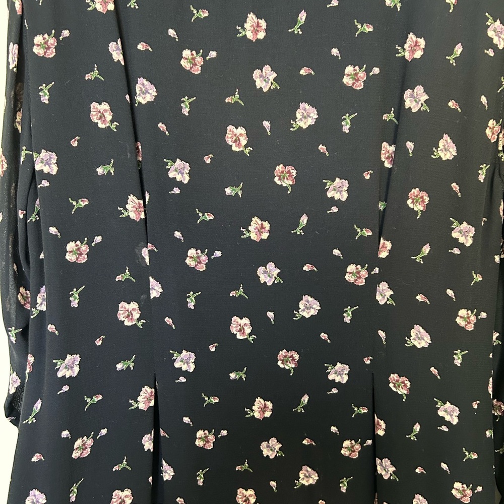 Laura Ashley Floral Maxi Dress Black 8 Vintage Long Sleeve Wool Blend UK Made - Picture 6 of 9